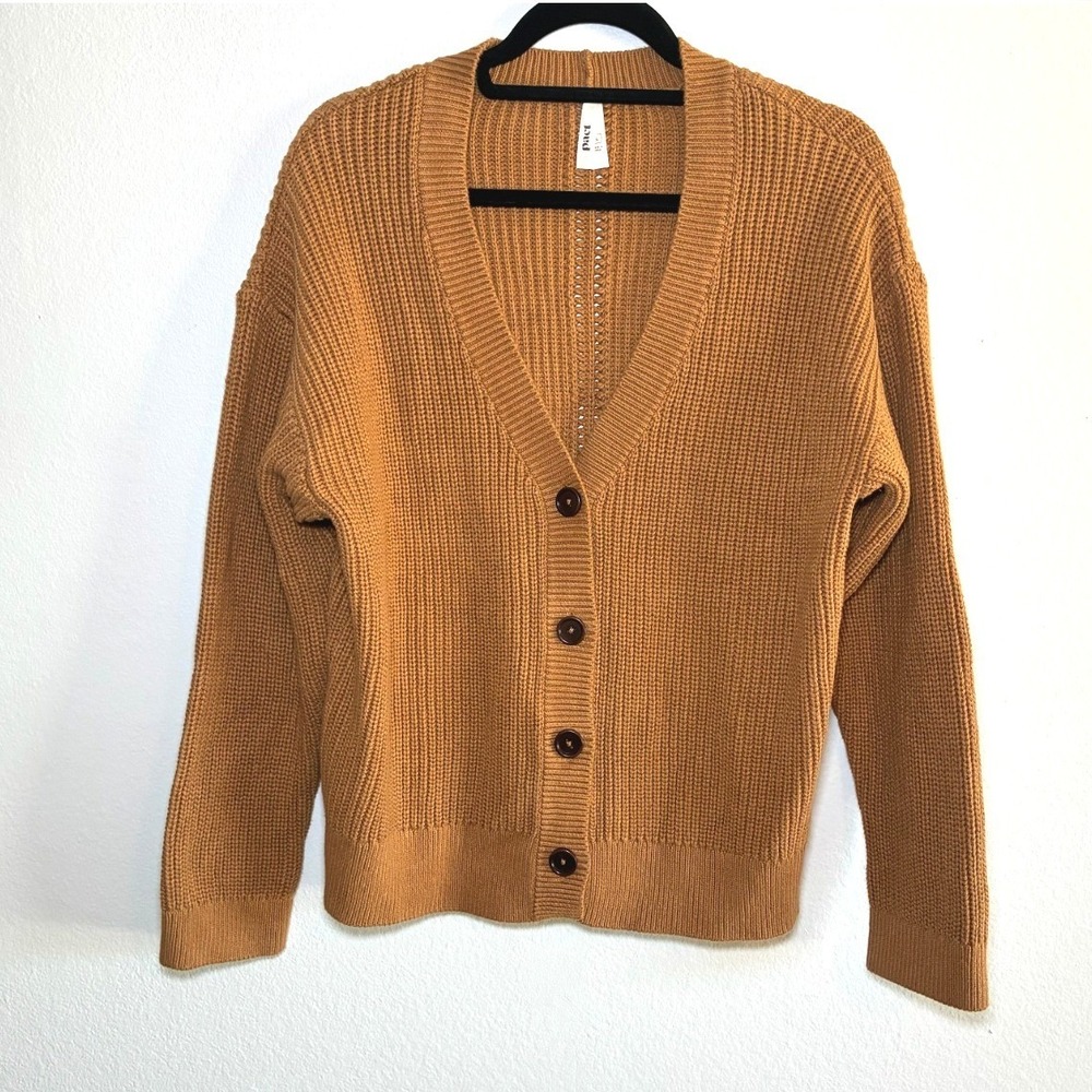 Pact Organic Cotton Chunky Knit Cardigan Sweater Neutral Earthy Minimalist Large